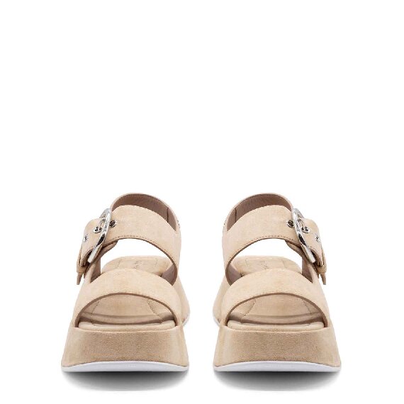 Mini Yoko band sandals in soft rope-beige split calfskin