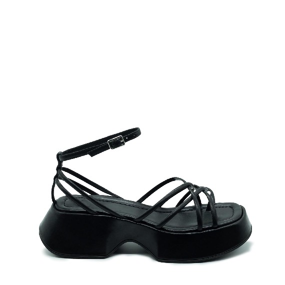 Mini Yoko sandalo gabbia in nappa nera