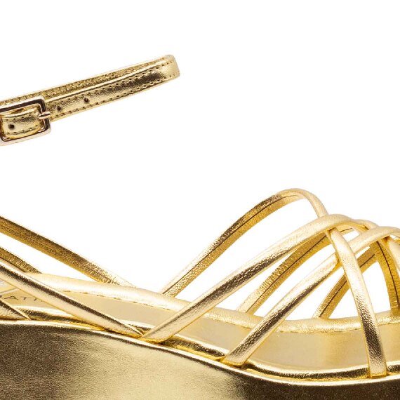 Mini Yoko cage sandals in laminated gold nappa