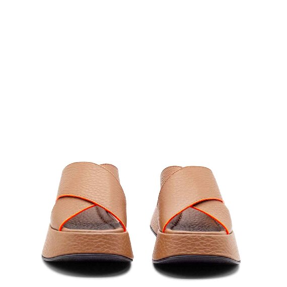 Mini Yoko tobacco-brown branded slip-ons