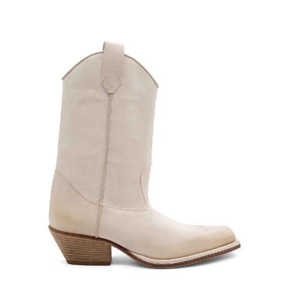 Unlined Westy high boots in ice-white calfskin
