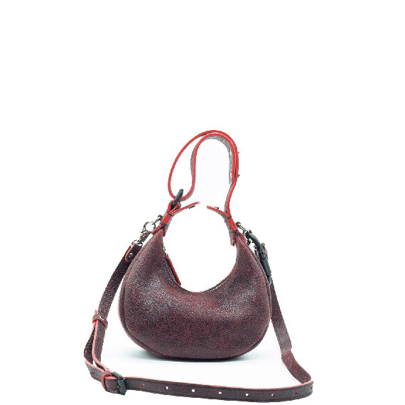 Glenda Small<br />Dark Red Cracked-Effect Wedge Bag