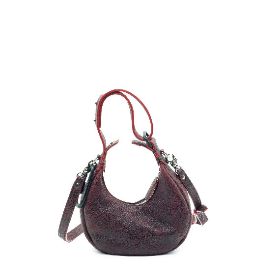 Glenda Small<br />Dark Red Cracked-Effect Wedge Bag