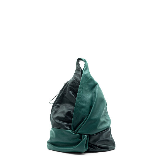 Elisa <br /> Petrol Blue/Black Bucket Bag with Knot