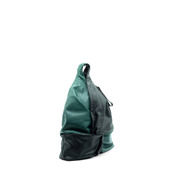 Elisa <br /> Petrol Blue/Black Bucket Bag with Knot