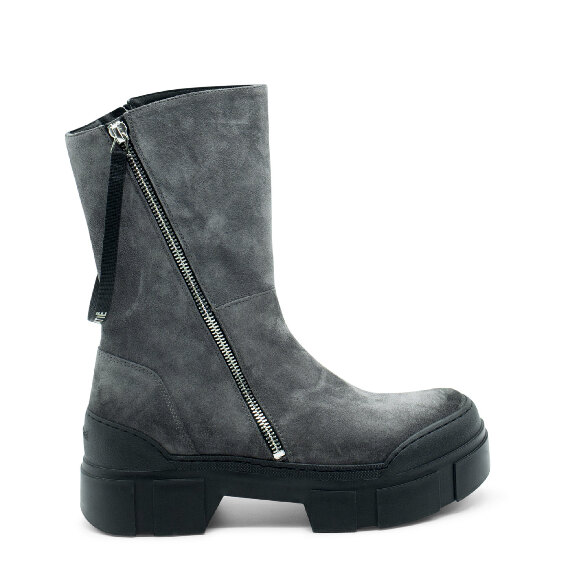 Roccia Dark Grey Split Calfskin Low Boots