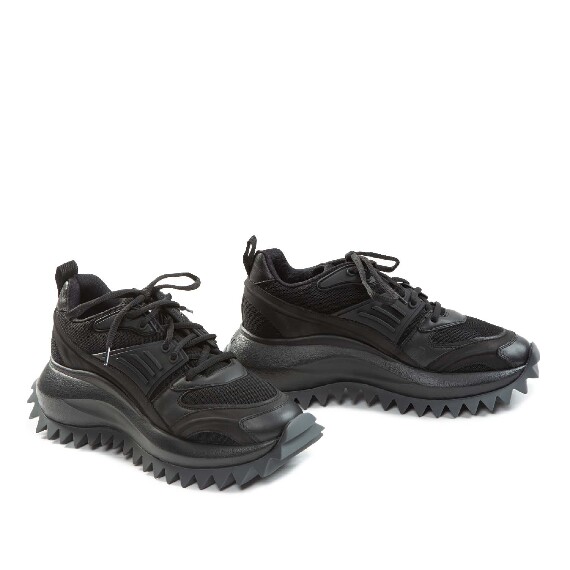 D22 Running-Scarpa allacciata nera in nabuk/pelle/rete e crosta