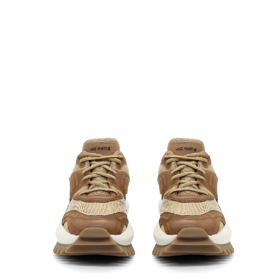 D22 Running – Lace-up shoe tan/brown in nubuck/leather/mesh and suede  