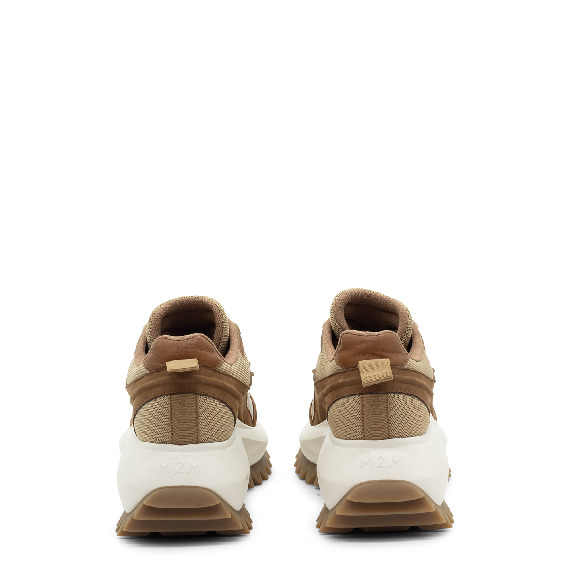 D22 Running – Lace-up shoe tan/brown in nubuck/leather/mesh and suede  