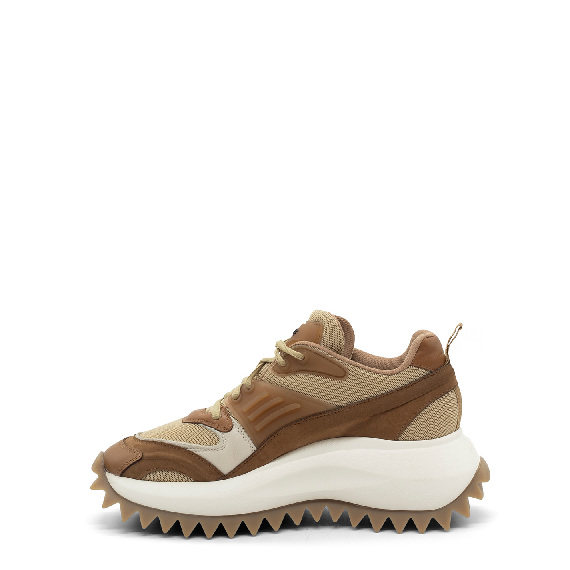 D22 Running – Lace-up shoe tan/brown in nubuck/leather/mesh and suede  