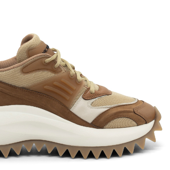 D22 Running – Lace-up shoe tan/brown in nubuck/leather/mesh and suede  