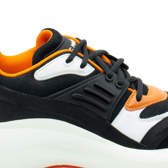 Running Black/White/Orange Nubuck/Leather/Mesh and Split Leather Sneakers