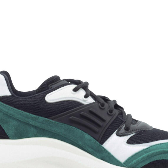 Running Black/Green/White Nubuck/Leather/Mesh and Split Leather Sneakers