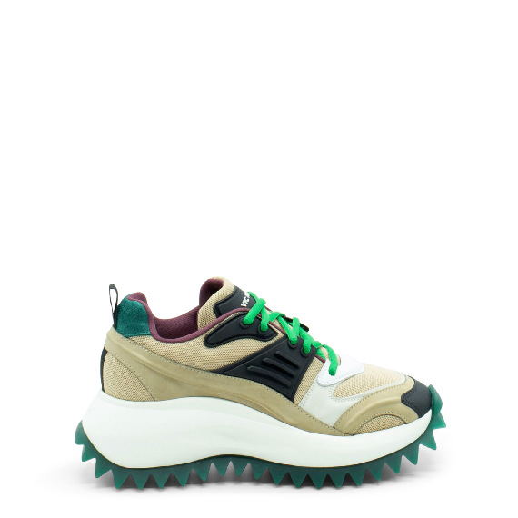 Running Black/Tan/Green Blue Nubuck/Leather/Mesh and Split Leather Sneakers