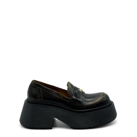 Stripy Dark Brown Penny Loafers