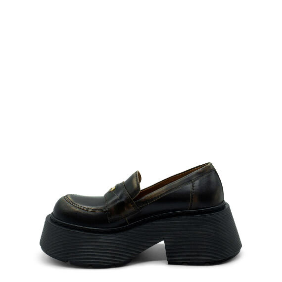 Stripy Dark Brown Penny Loafers