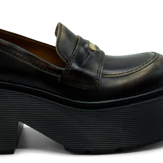 Stripy Dark Brown Penny Loafers