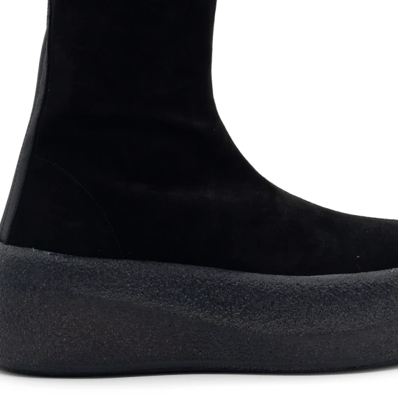 F04 Creepy – Black suede stretch ankle boot  