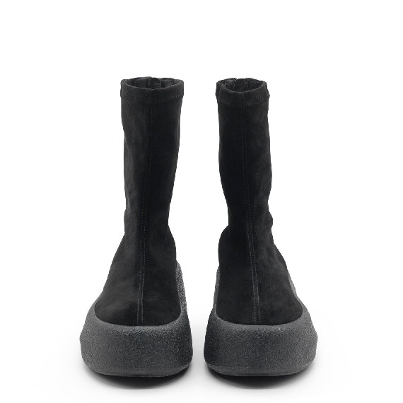 Creepy Black Stretch Split Leather Half Boots