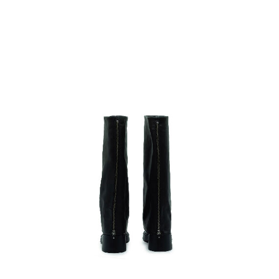 Fray Black Tubular Boots with Turn-Up