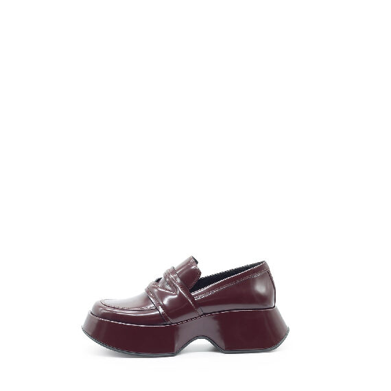 Mini Yoko Dark Red Brushed Calfskin Loafers