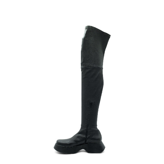 Mini Yoko Black Soft Stretch Nappa Leather Over-The-Knee Boots