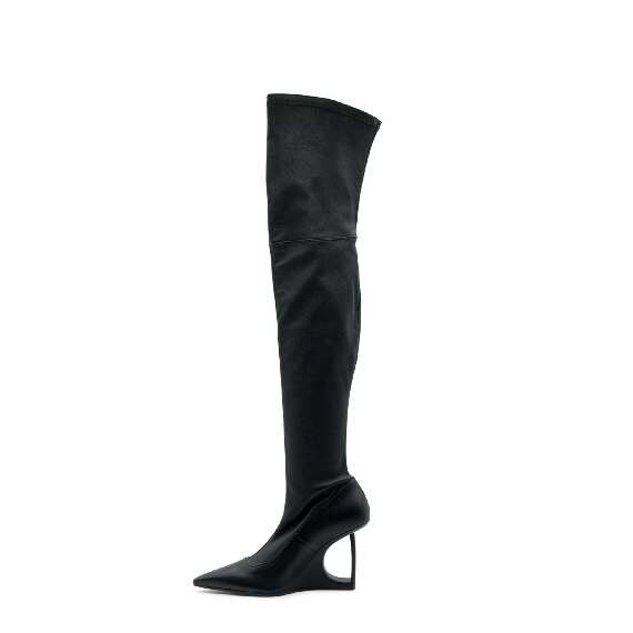 "D" Black Over-The-Knee Boots