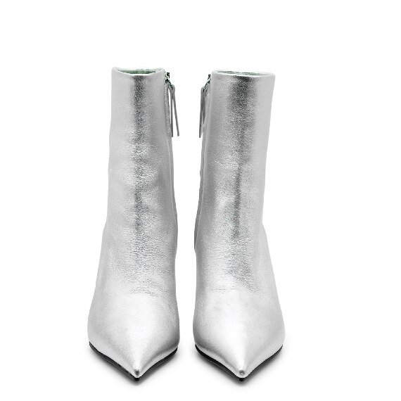 Cocoon Minimal Silver Shiny Nappa Leather Half Boots