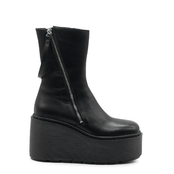 Stripy Black Platform Low Boots