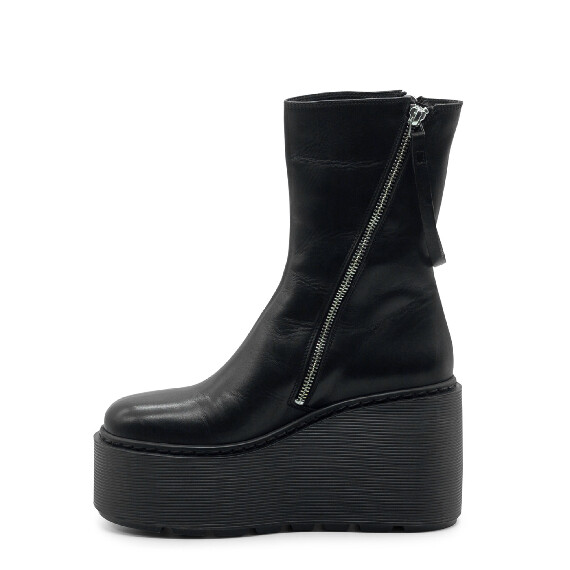 Stripy Black Platform Low Boots