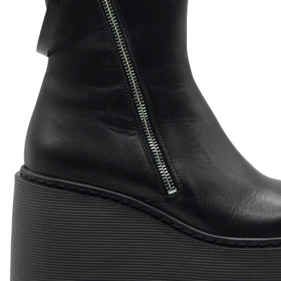 Stripy Black Platform Low Boots