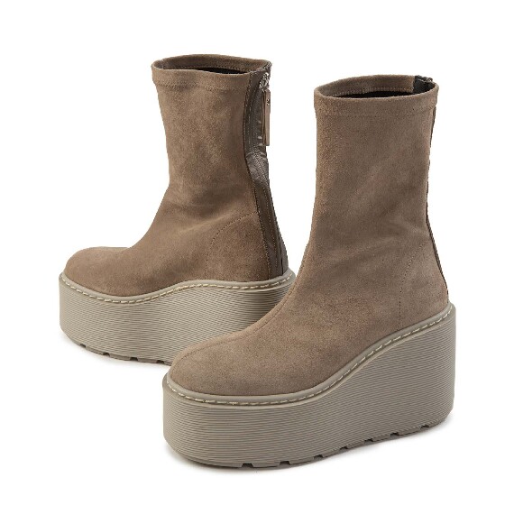 F20 Zeppa Stripy – Taupe zip ankle boot in stretch suede  