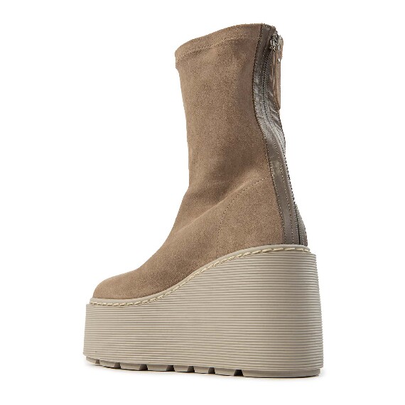 F20 Zeppa Stripy – Taupe zip ankle boot in stretch suede  