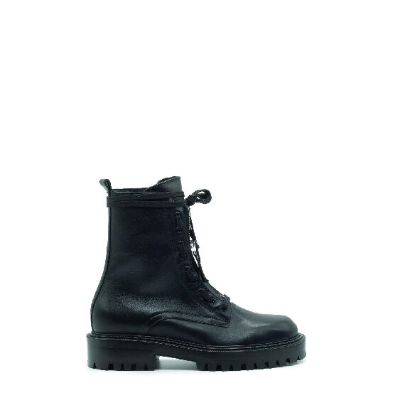 Car Army Black Combat Boots with Sheepskin Lining