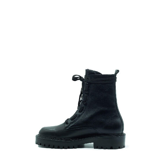 Car Army Black Combat Boots with Sheepskin Lining