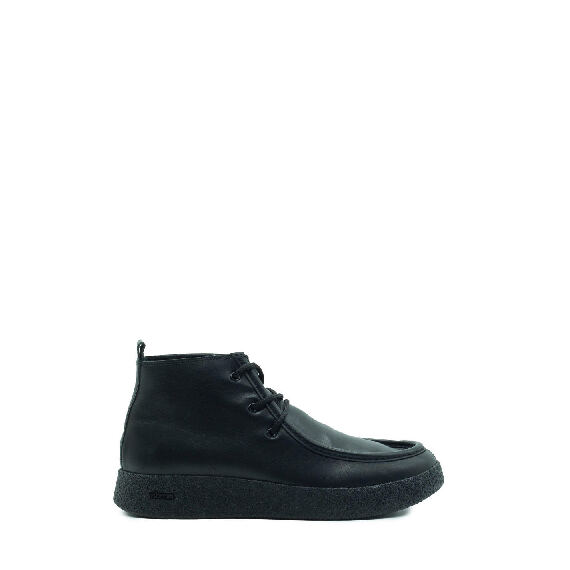 Whippy Black Matt Calfskin Ankle Boots with Sheepskin Lining