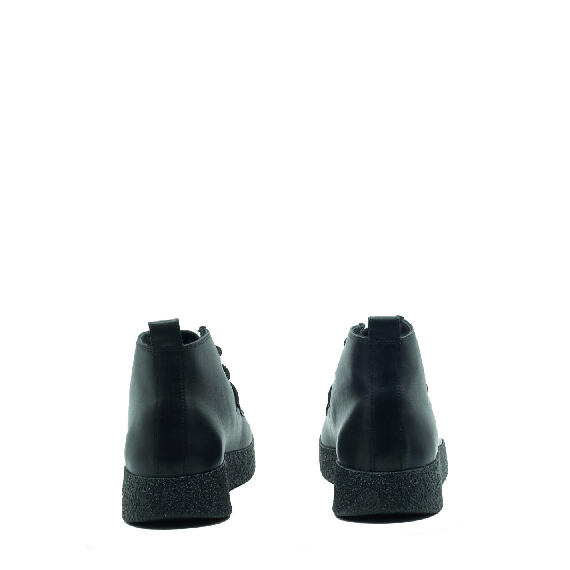 Whippy Black Matt Calfskin Ankle Boots with Sheepskin Lining