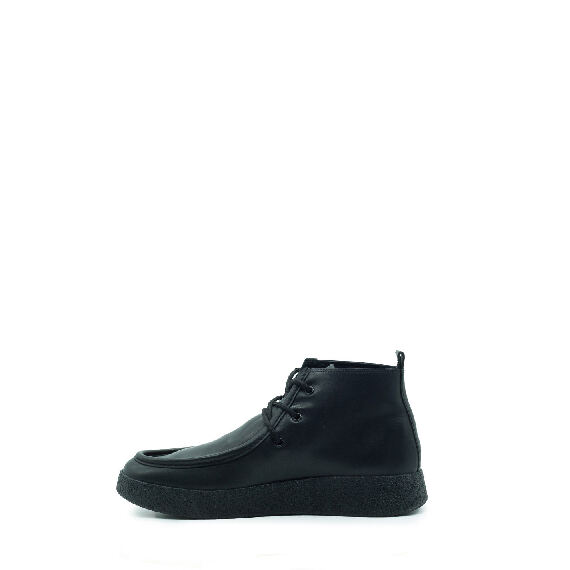 Whippy Black Matt Calfskin Ankle Boots with Sheepskin Lining