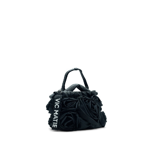 Rose Small<br />Sacca  piccola con rose sul davanti nera