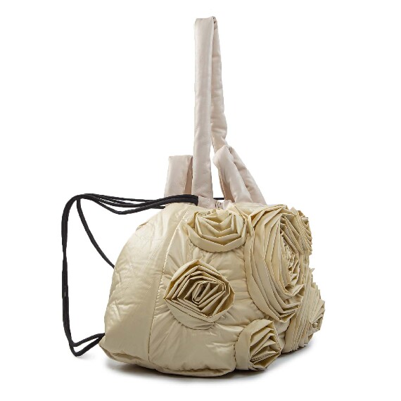 Rose Big<br>Maxi drawstring bag with roses cream