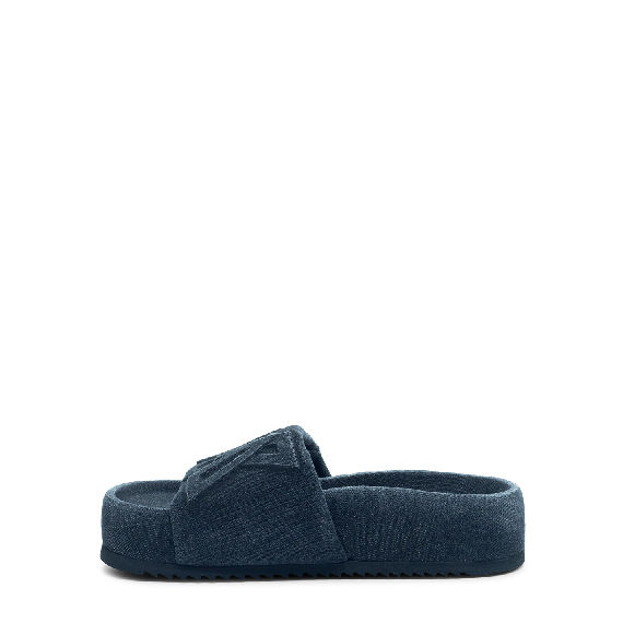 Bubble ciabatta nera in denim 
