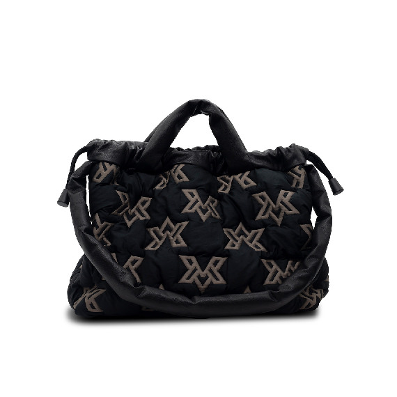 Penelope Vm<br/>Sacca nylon nero e tortora logata 