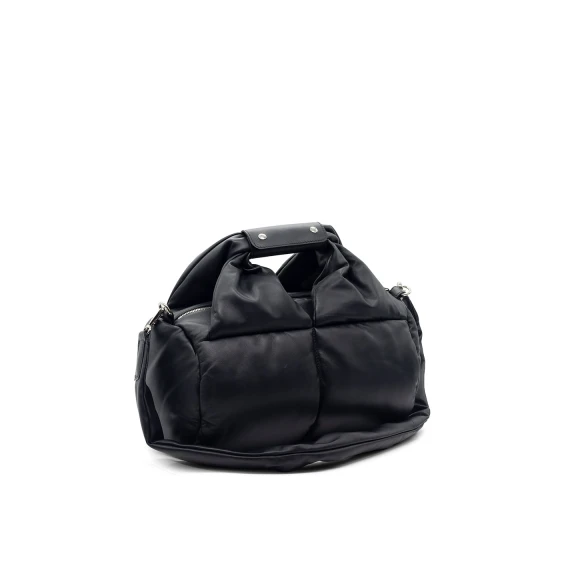 Lana<br/>Medium black quilted satchel  