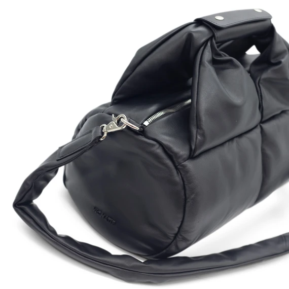 Lana<br/>Medium black quilted satchel  