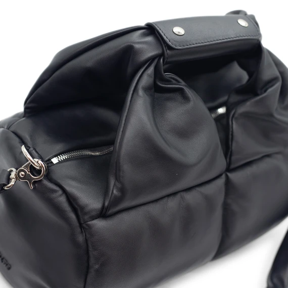 Lana<br/>Medium black quilted satchel  