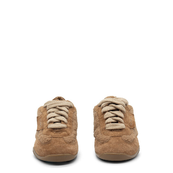 G32 Ondina-Scarpa peluche allacciata terra di Siena