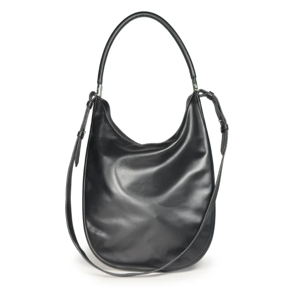 Anastasia big <br>hobo bag in pelle  in pelle nera