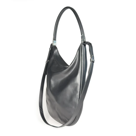 Anastasia big <br>hobo bag in pelle  in pelle nera