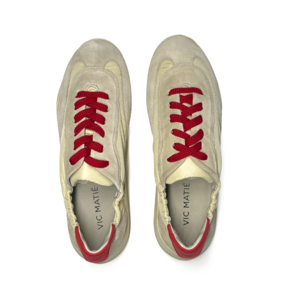 G32_Ondina Sneaker low-top in crosta/nylon  beige/panna/rosso