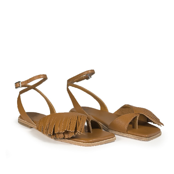 G42_Square open<br>Sandal in nappa leather tan